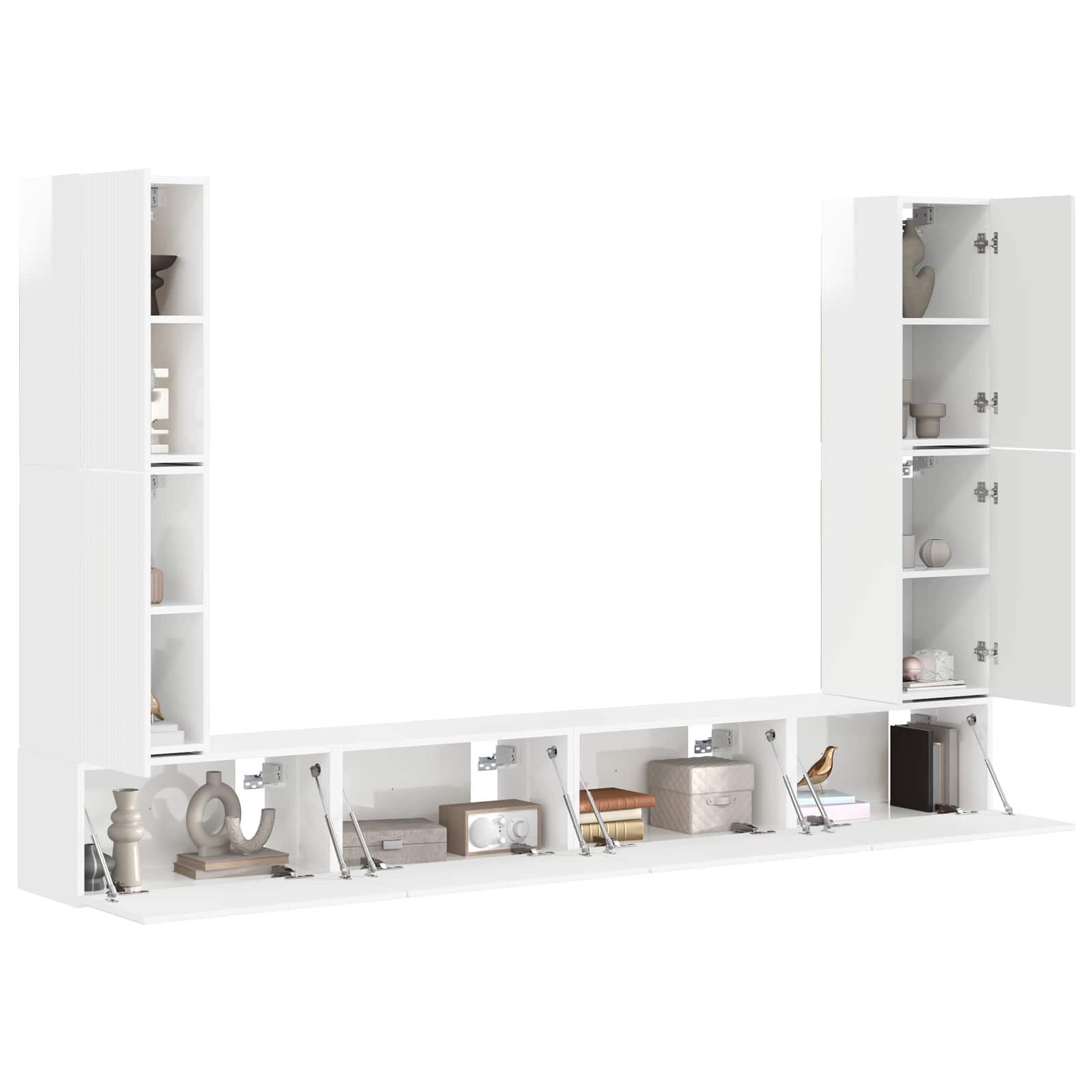 vidaXL Zestaw szafek RTV 8 pcs Wysoki połysk biały