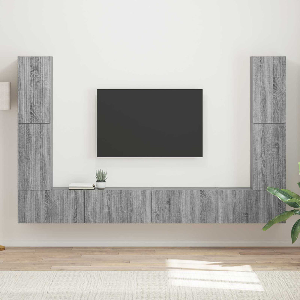 vidaXL Zestaw szafek RTV 8 pcs Szary Sonoma Materiał drewnopochodny