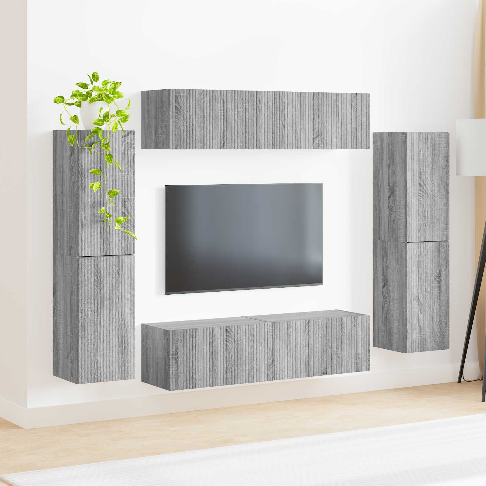 vidaXL Zestaw szafek RTV 8 pcs Szary Sonoma Materiał drewnopochodny