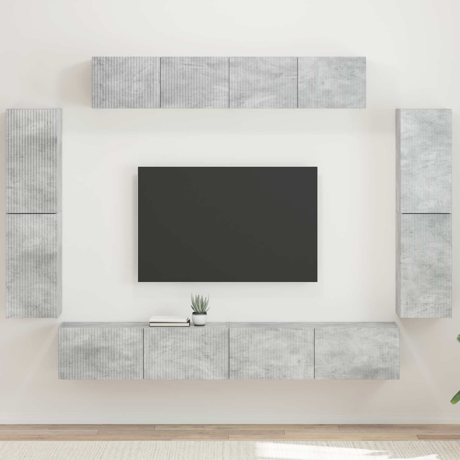 vidaXL Szafka pod telewizor 8 pcs Betonowy szary