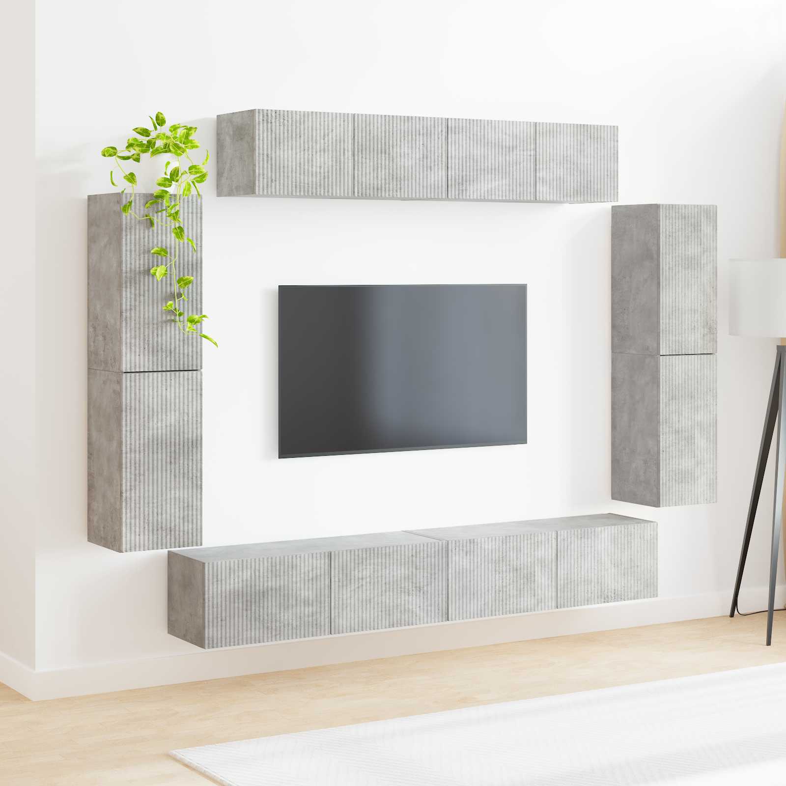 vidaXL Szafka pod telewizor 8 pcs Betonowy szary