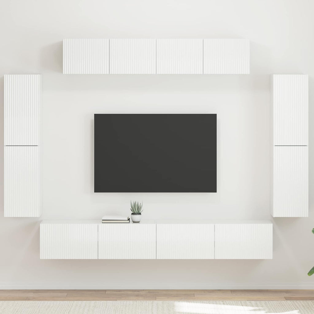 vidaXL Szafka pod telewizor 8 pcs Wysoki połysk biały