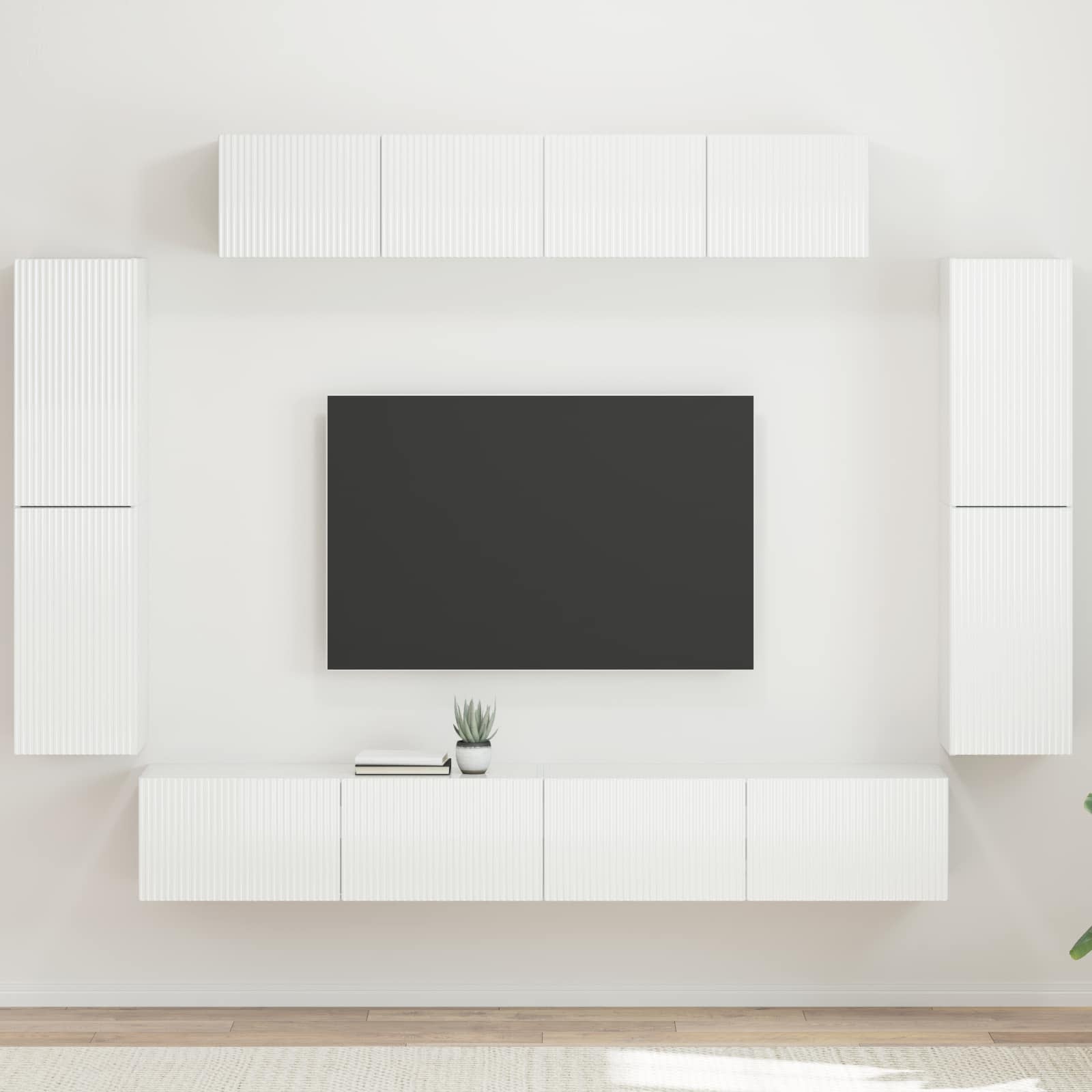 vidaXL Szafka pod telewizor 8 pcs Wysoki połysk biały