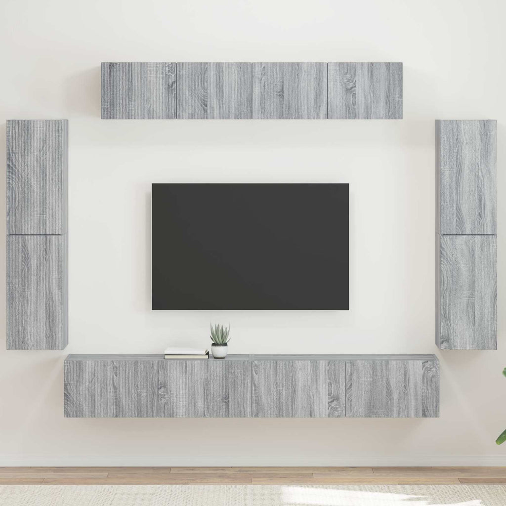 vidaXL Szafka pod telewizor 8 pcs Szary Sonoma
