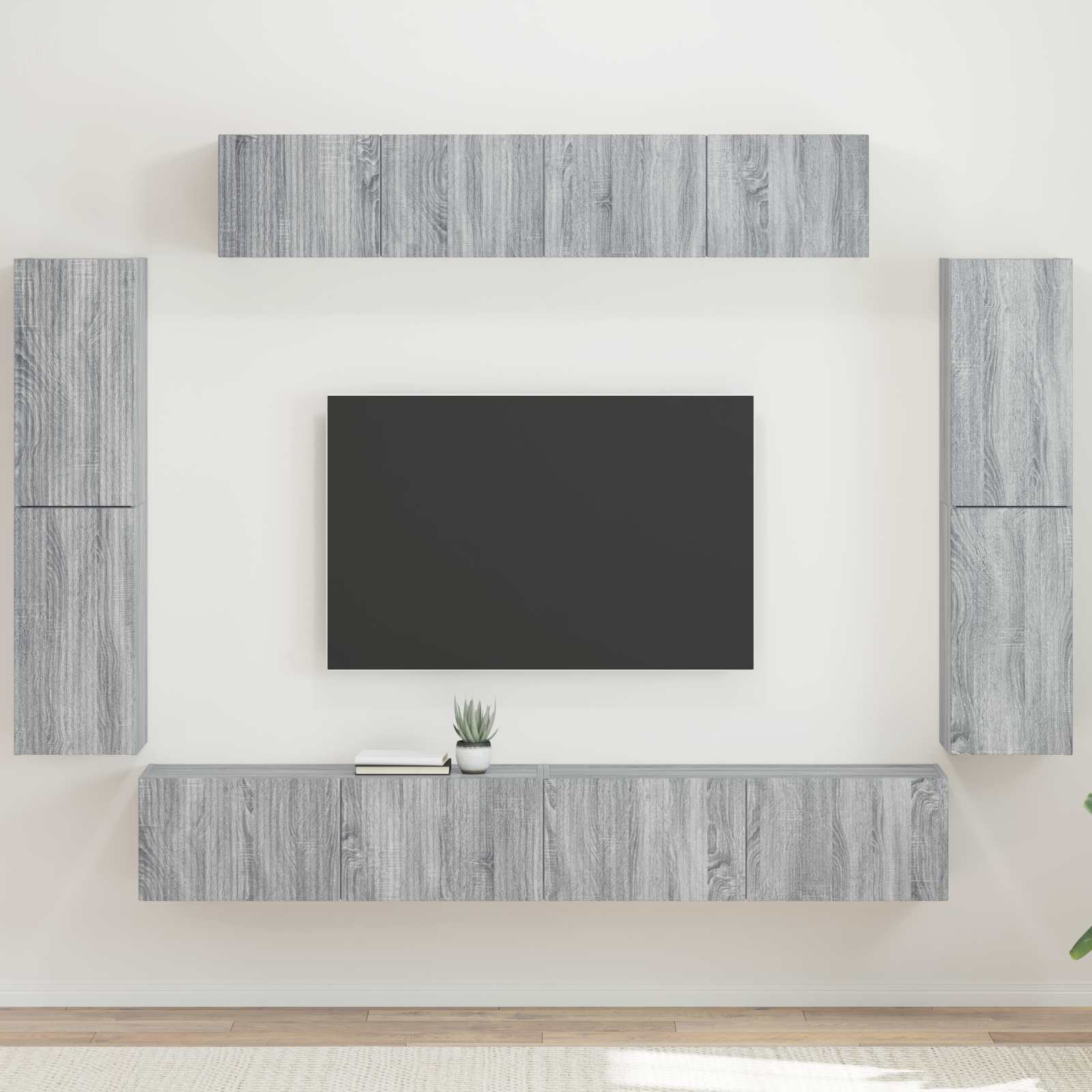 vidaXL Szafka pod telewizor 8 pcs Szary Sonoma