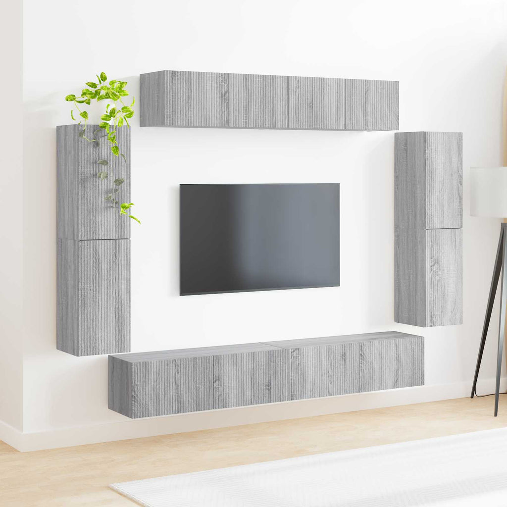 vidaXL Szafka pod telewizor 8 pcs Szary Sonoma