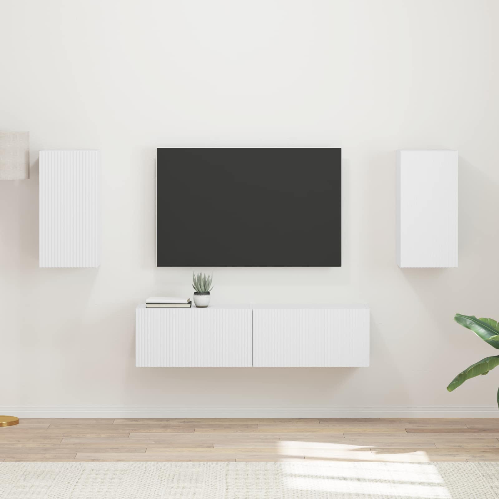 vidaXL Zestaw szafek RTV 4 pcs Biały Materiał drewnopochodny