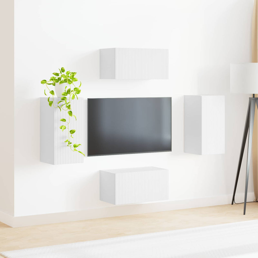 vidaXL Zestaw szafek RTV 4 pcs Biały Materiał drewnopochodny