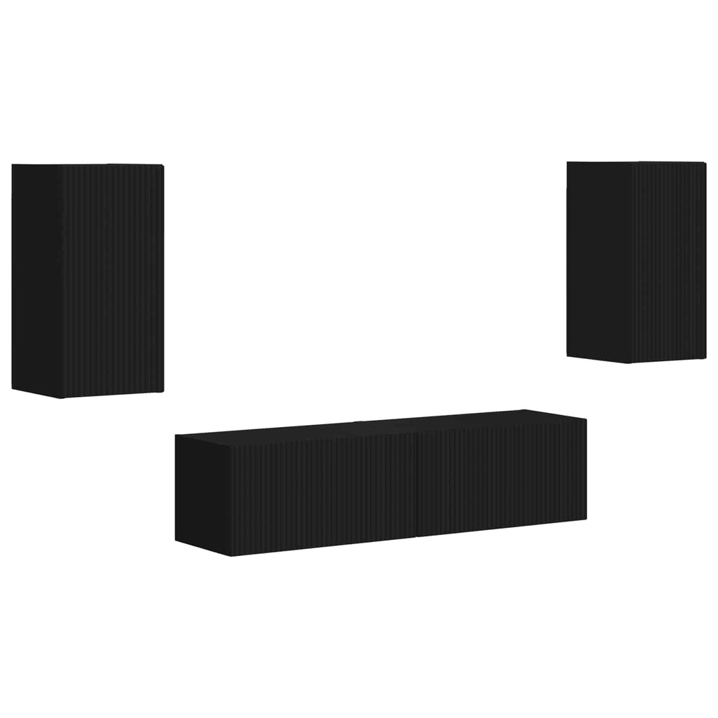 vidaXL Zestaw szafek RTV 4 pcs Czarny Materiał drewnopochodny