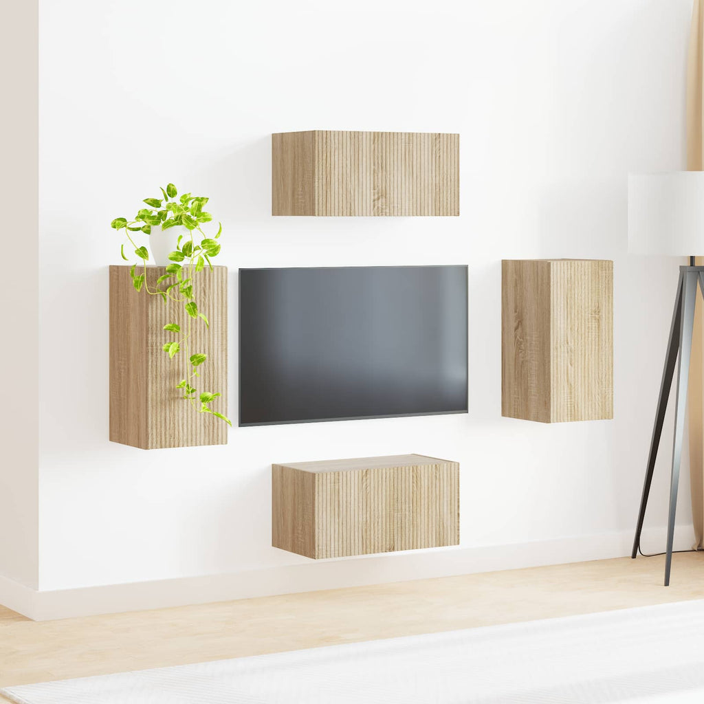 vidaXL Zestaw szafek RTV 4 pcs Dąb Sonoma Materiał drewnopochodny