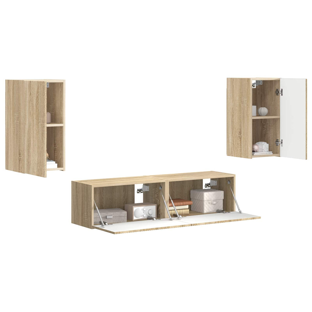 vidaXL Zestaw szafek RTV 4 pcs Dąb Sonoma Materiał drewnopochodny