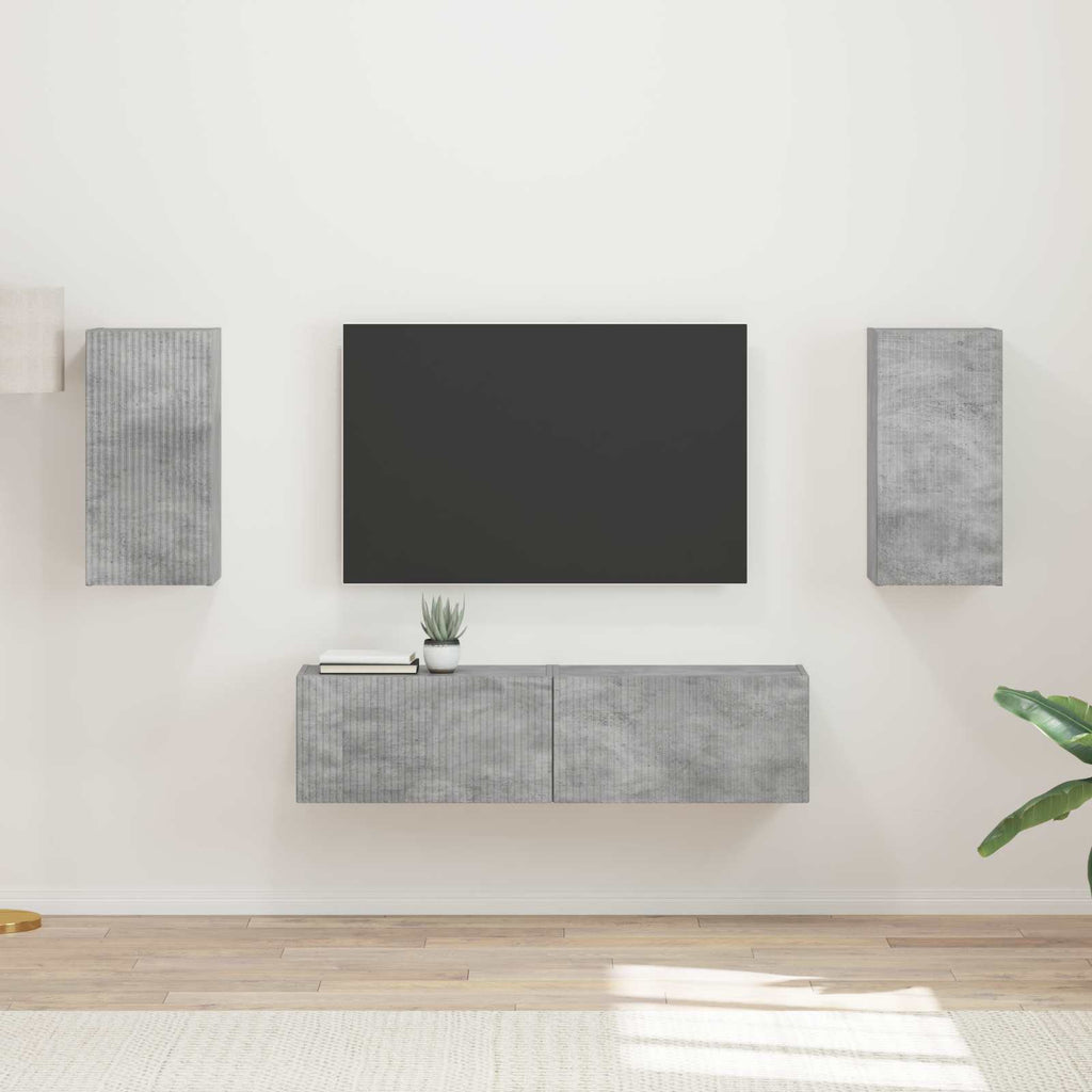 vidaXL Zestaw szafek RTV 4 pcs Betonowy szary Materiał drewnopochodny