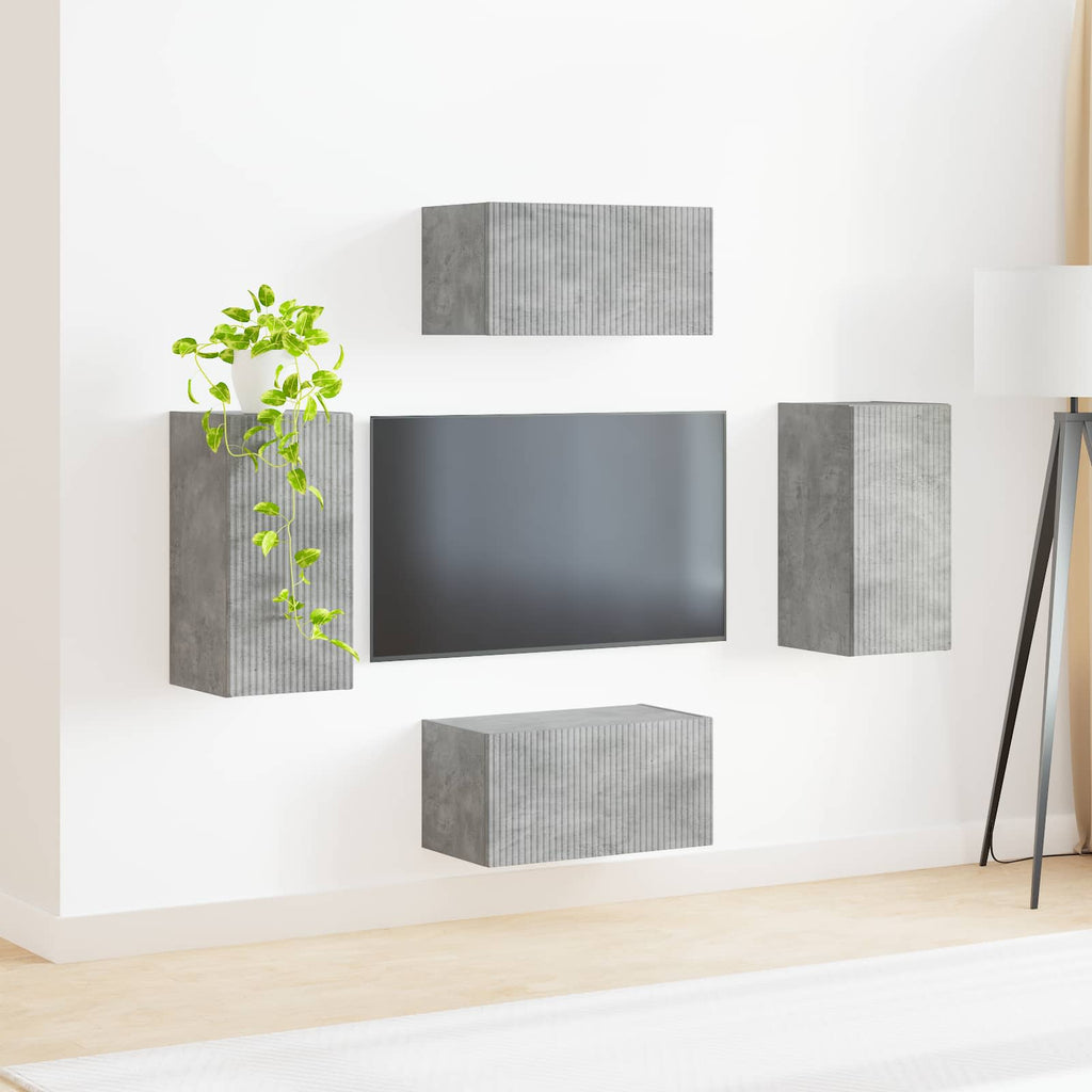 vidaXL Zestaw szafek RTV 4 pcs Betonowy szary Materiał drewnopochodny
