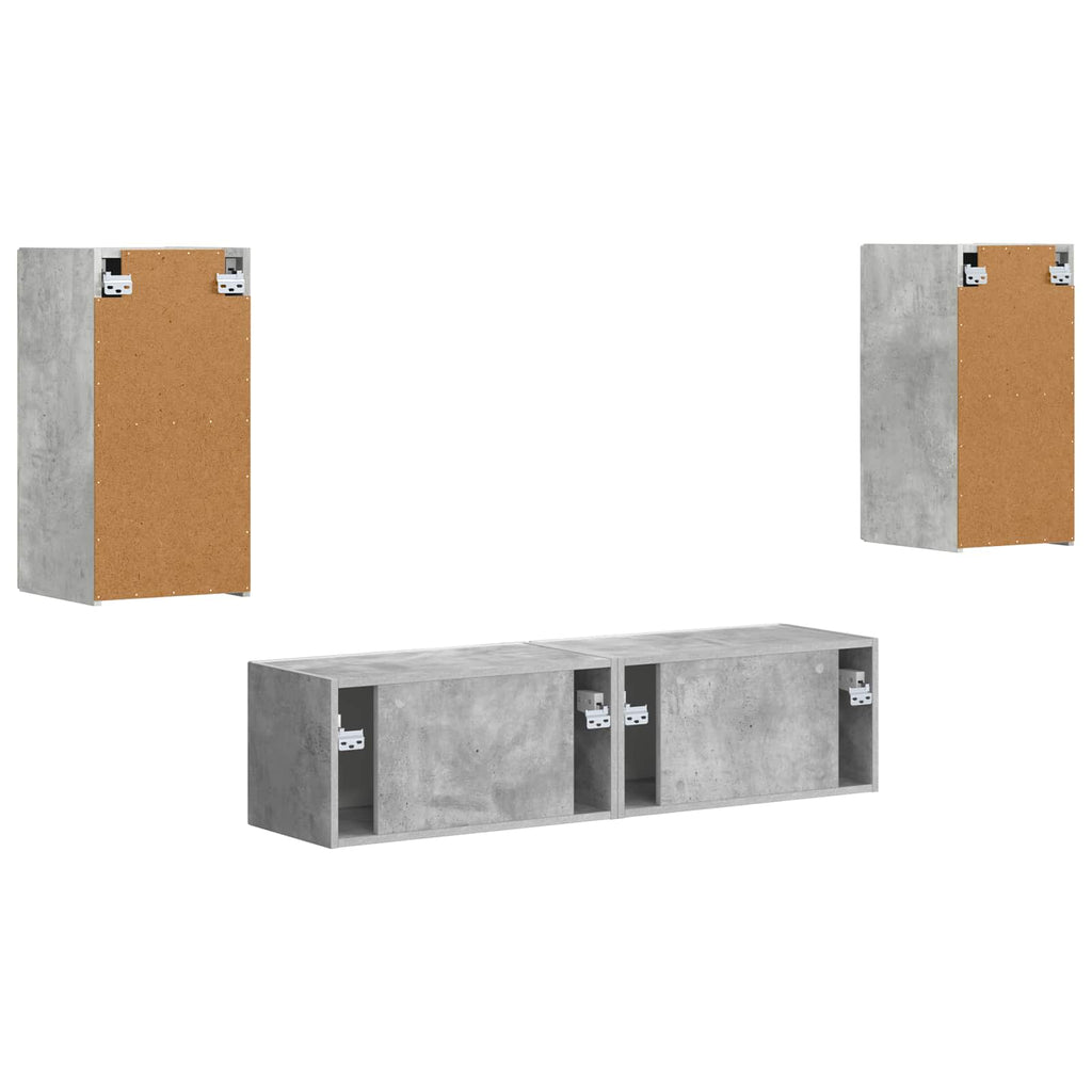 vidaXL Zestaw szafek RTV 4 pcs Betonowy szary Materiał drewnopochodny