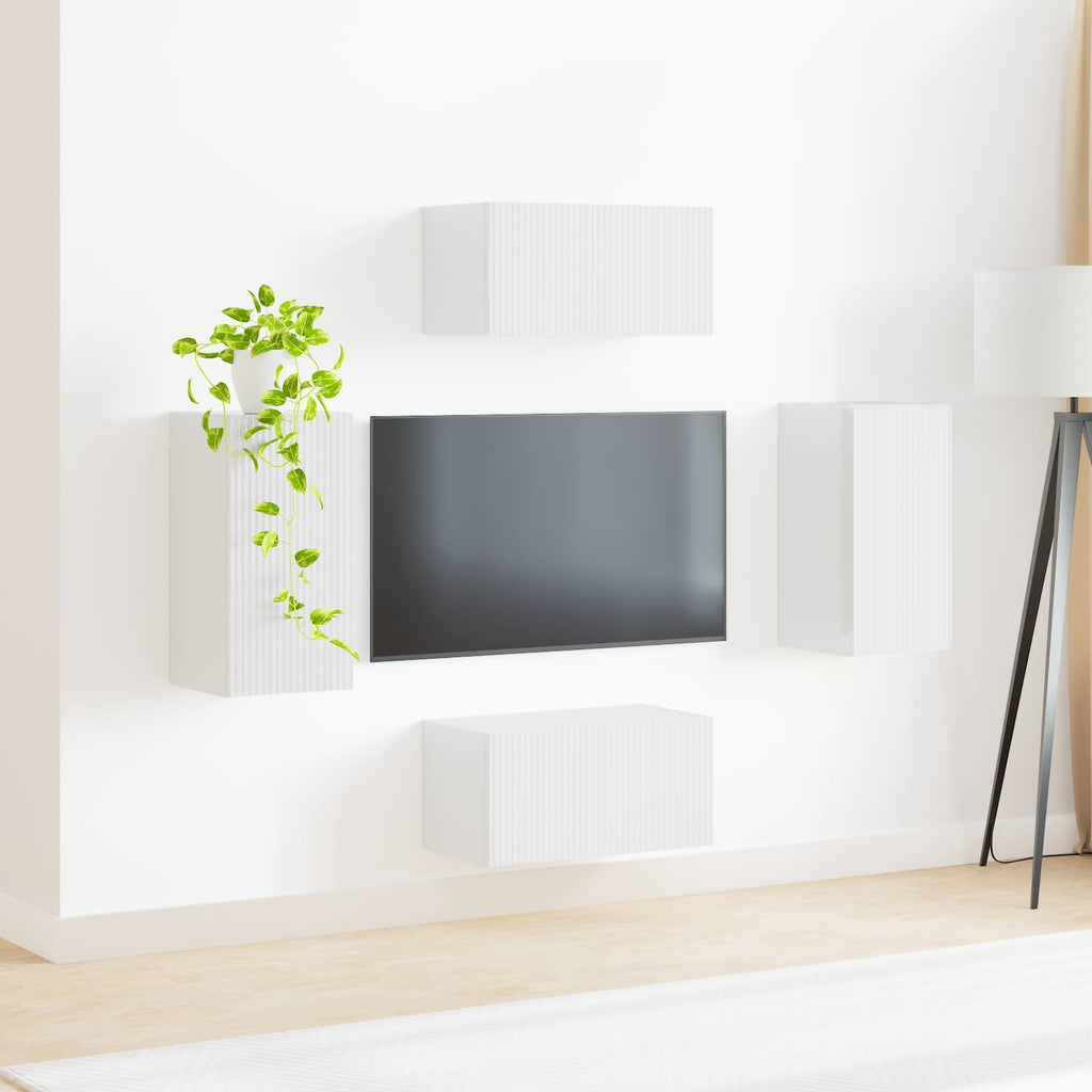 vidaXL Zestaw szafek RTV 4 pcs Wysoki połysk biały