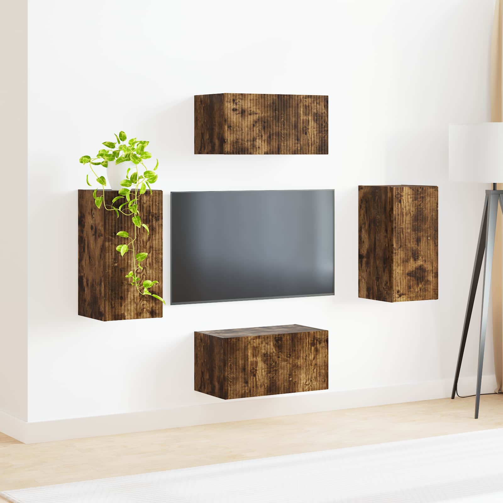 vidaXL Zestaw szafek RTV 4 pcs Dąb wędzony Materiał drewnopochodny