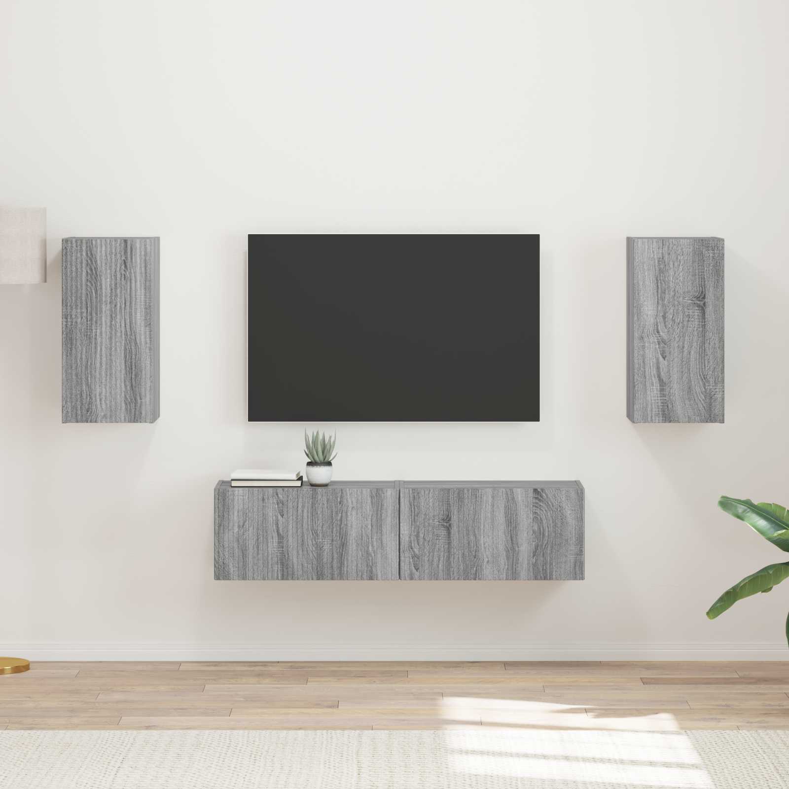 vidaXL Zestaw szafek RTV 4 pcs Szary Sonoma Materiał drewnopochodny
