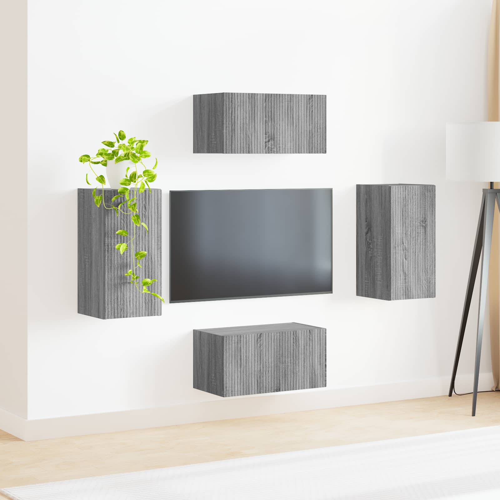 vidaXL Zestaw szafek RTV 4 pcs Szary Sonoma Materiał drewnopochodny
