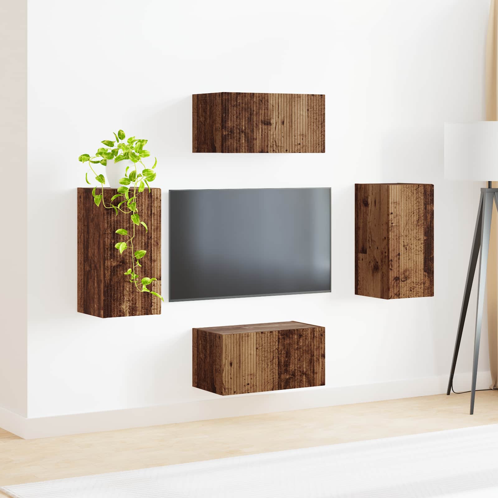 vidaXL Zestaw szafek RTV 4 pcs Stare drewno Materiał drewnopochodny
