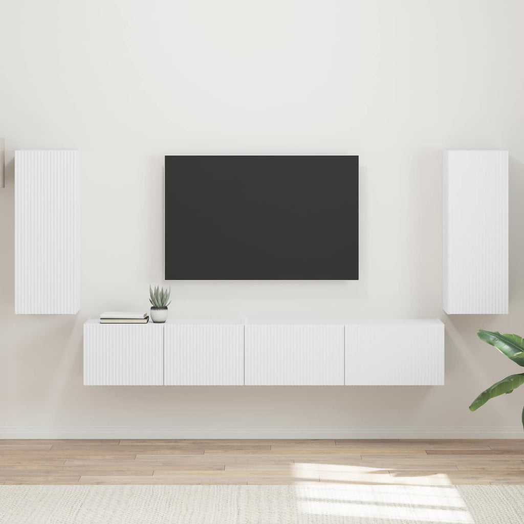 vidaXL Zestaw szafek RTV 4 szt. Biały Drewno inżynieryjne