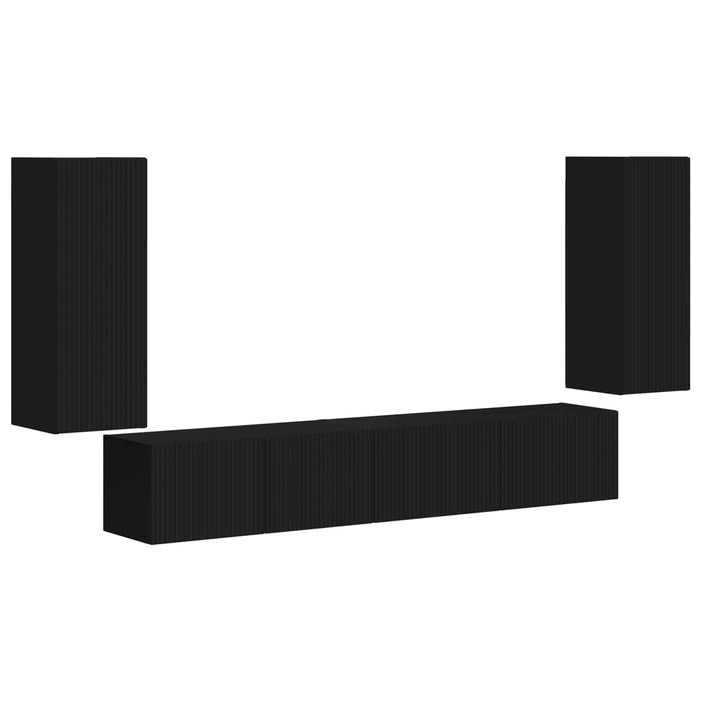 vidaXL Zestaw szafek RTV 4 pcs Czarny Materiał drewnopochodny
