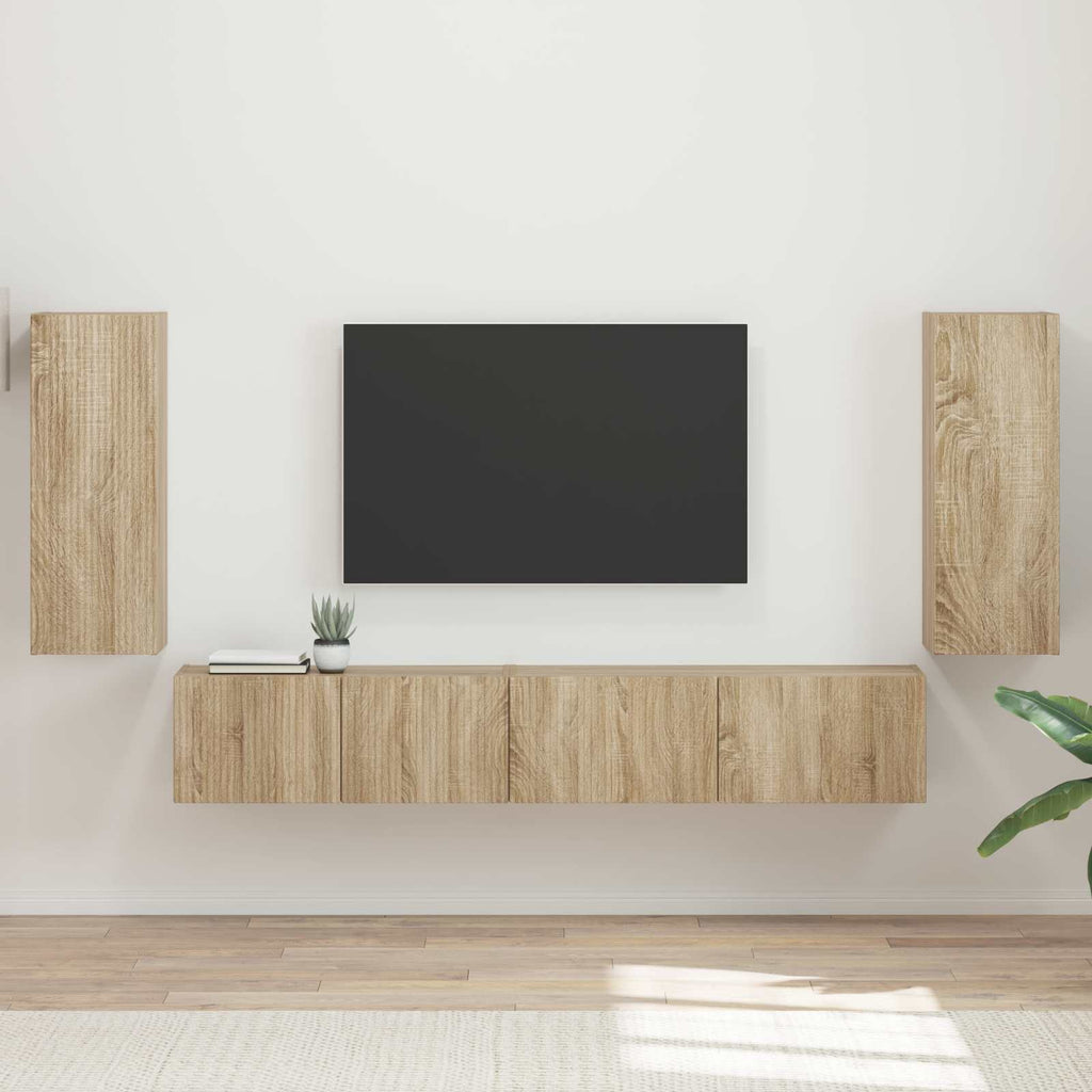 vidaXL Zestaw szafek RTV 4 pcs Dąb Sonoma Materiał drewnopochodny