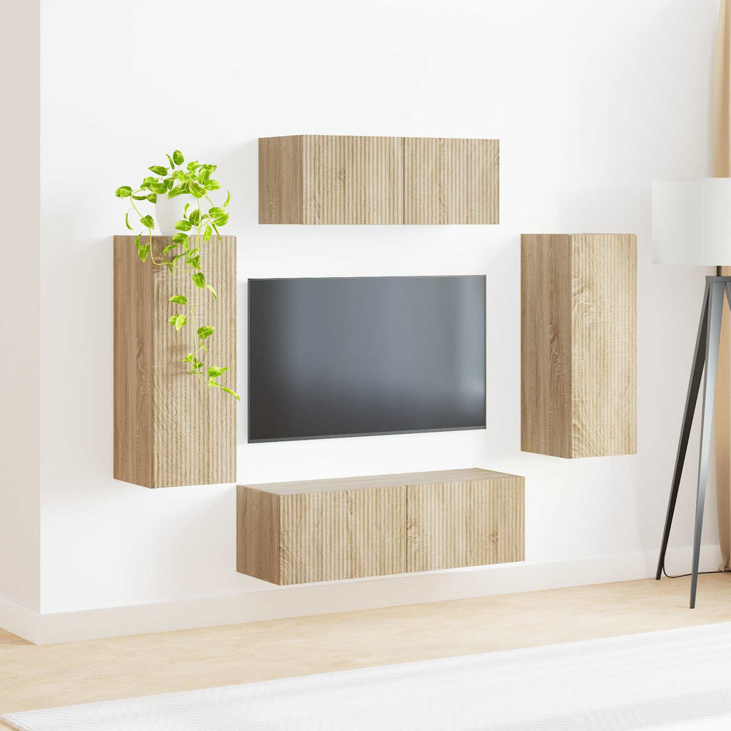 vidaXL Zestaw szafek RTV 4 pcs Dąb Sonoma Materiał drewnopochodny