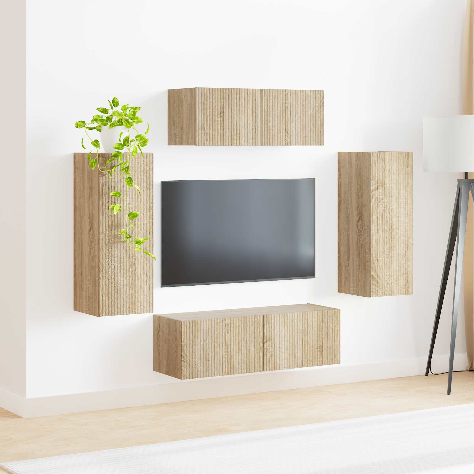 vidaXL Zestaw szafek RTV 4 pcs Dąb Sonoma Materiał drewnopochodny