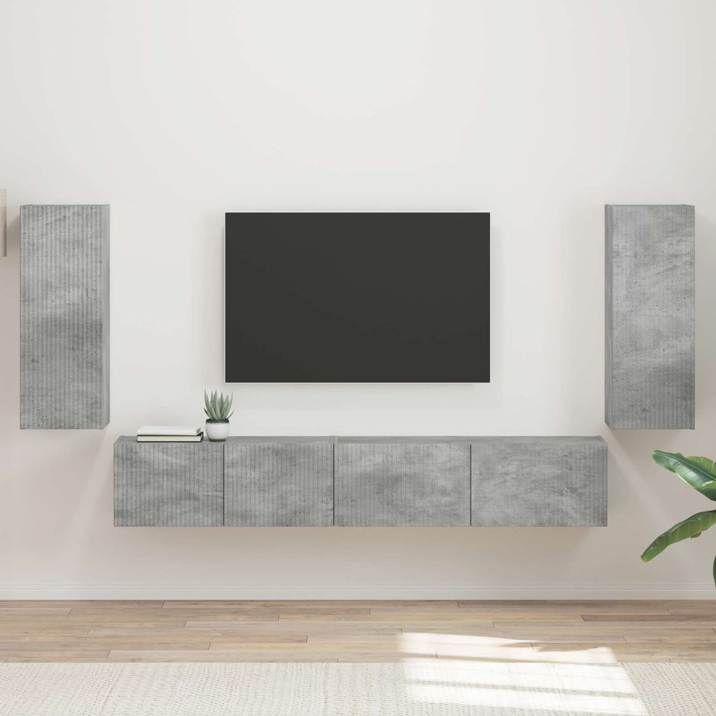 vidaXL Zestaw szafek RTV 4 pcs Betonowy szary Materiał drewnopochodny