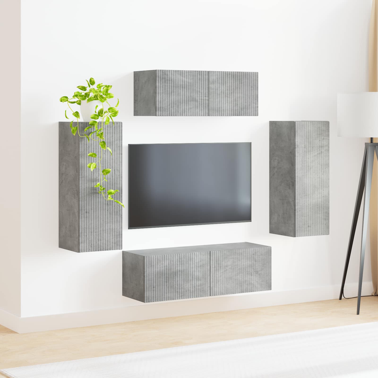 vidaXL Zestaw szafek RTV 4 pcs Betonowy szary Materiał drewnopochodny