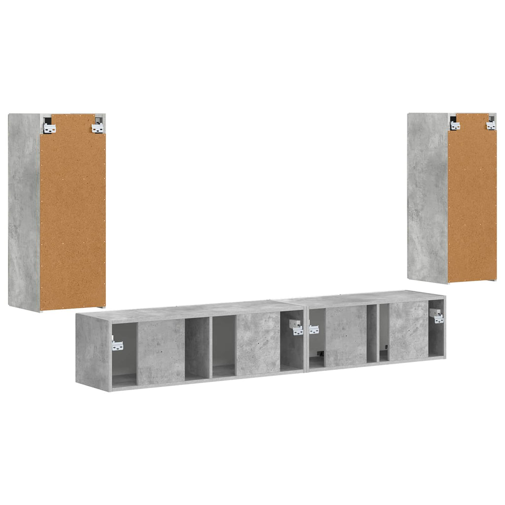 vidaXL Zestaw szafek RTV 4 pcs Betonowy szary Materiał drewnopochodny