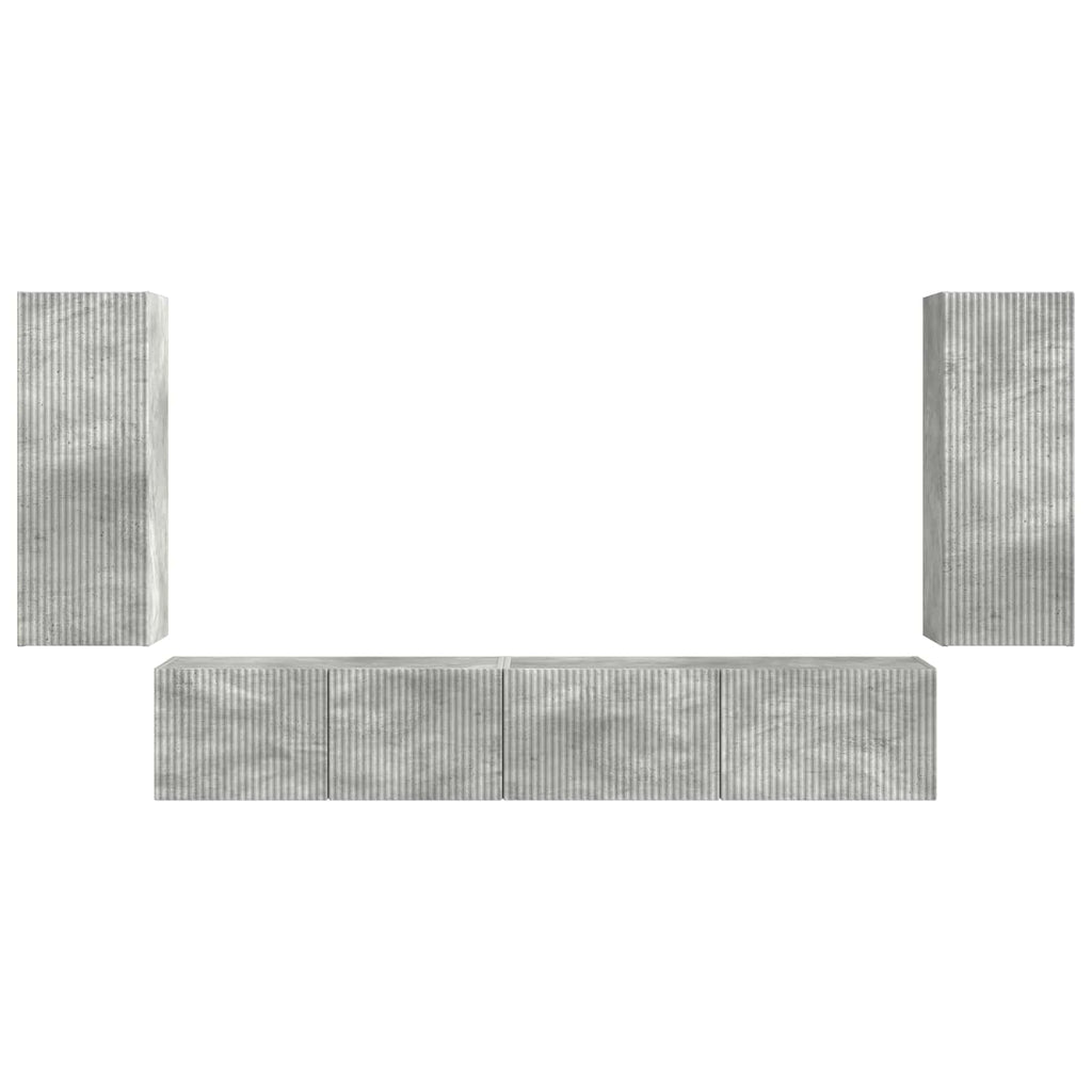 vidaXL Zestaw szafek RTV 4 pcs Betonowy szary Materiał drewnopochodny