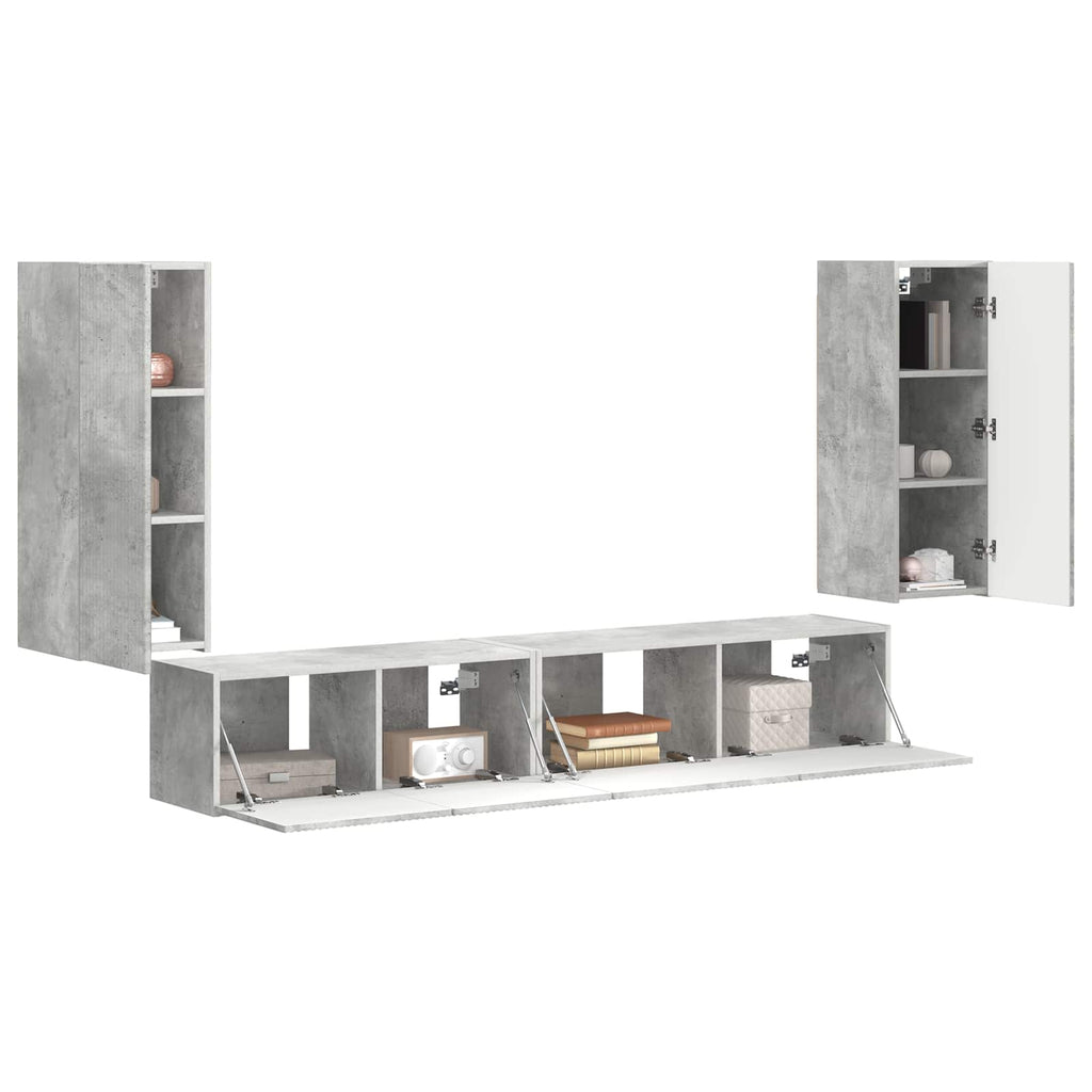 vidaXL Zestaw szafek RTV 4 pcs Betonowy szary Materiał drewnopochodny
