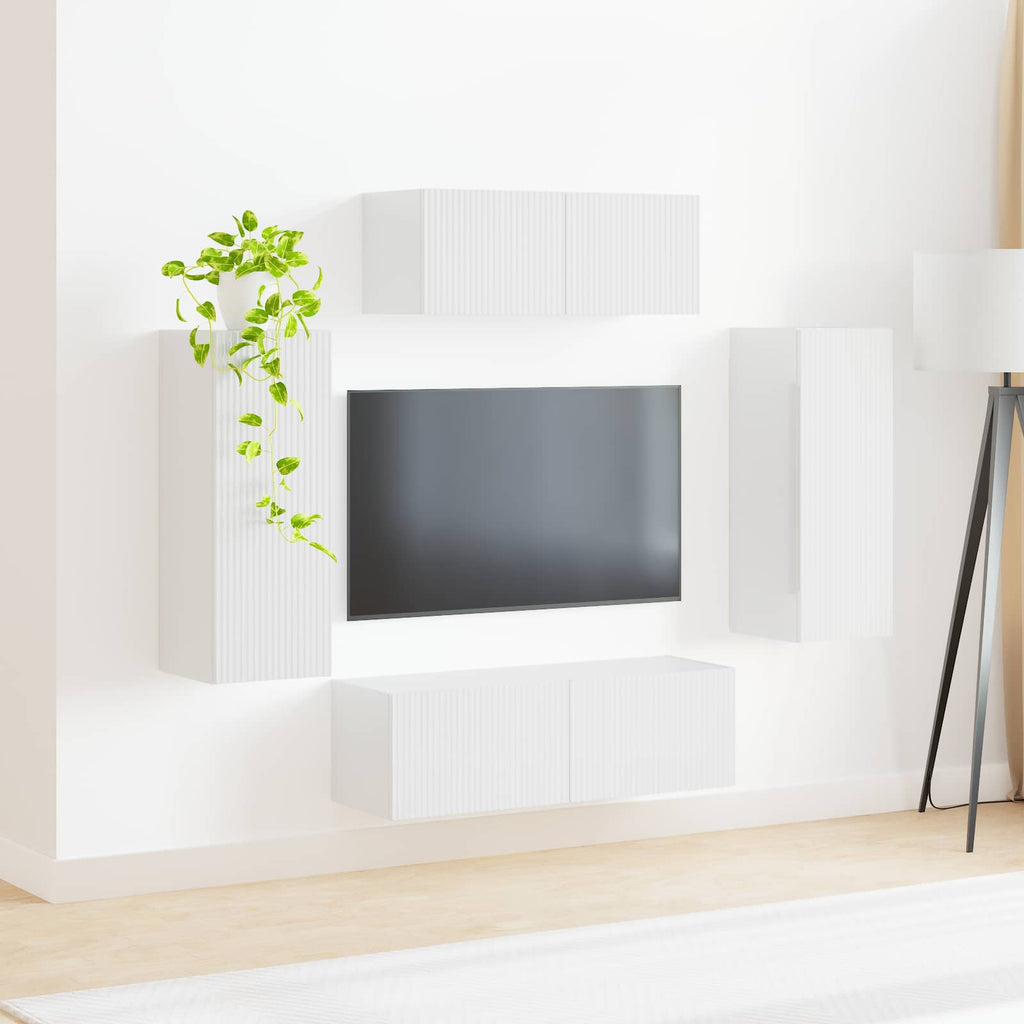 vidaXL Zestaw szafek RTV 4 pcs Wysoki połysk biały