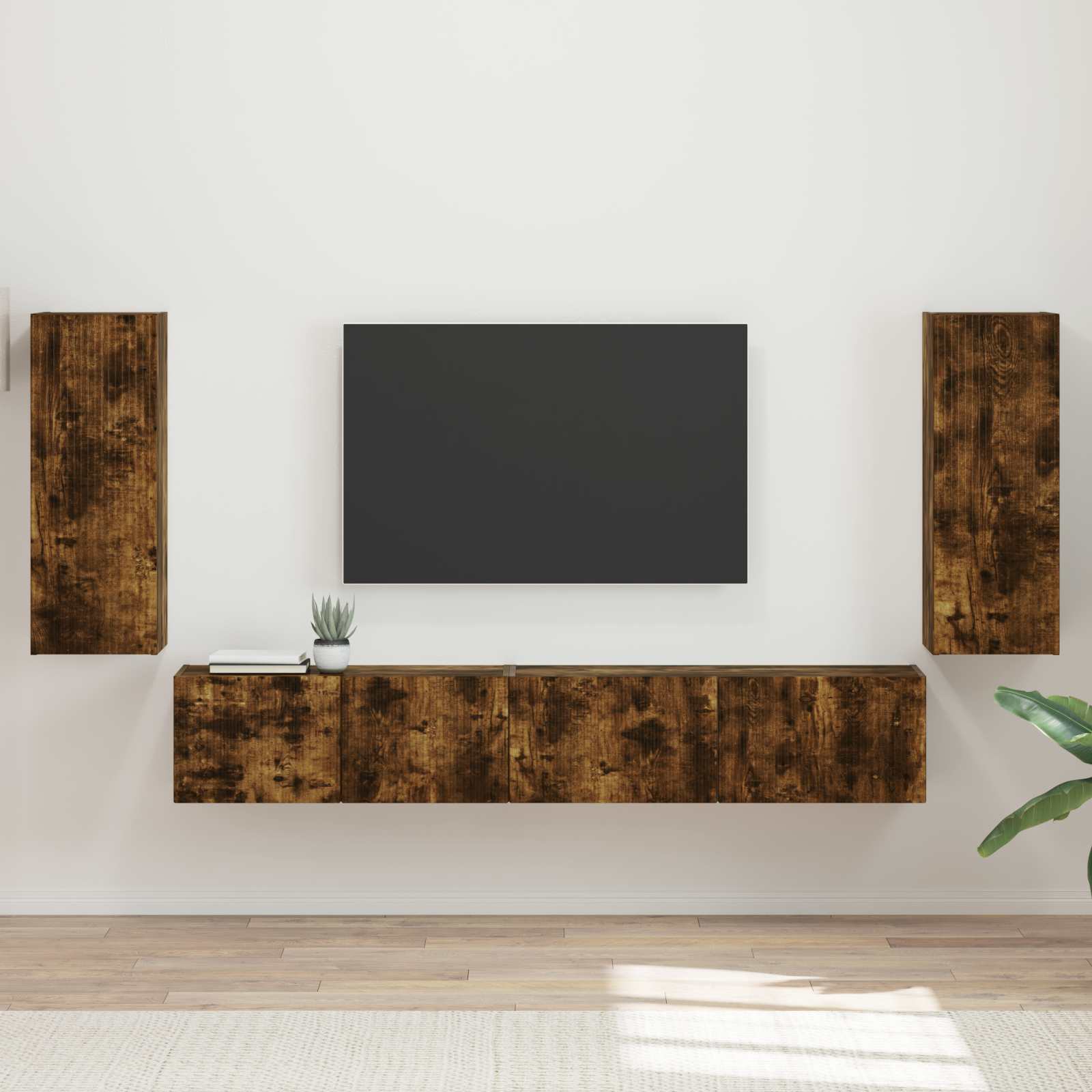 vidaXL Zestaw szafek RTV 4 pcs Dąb wędzony Materiał drewnopochodny