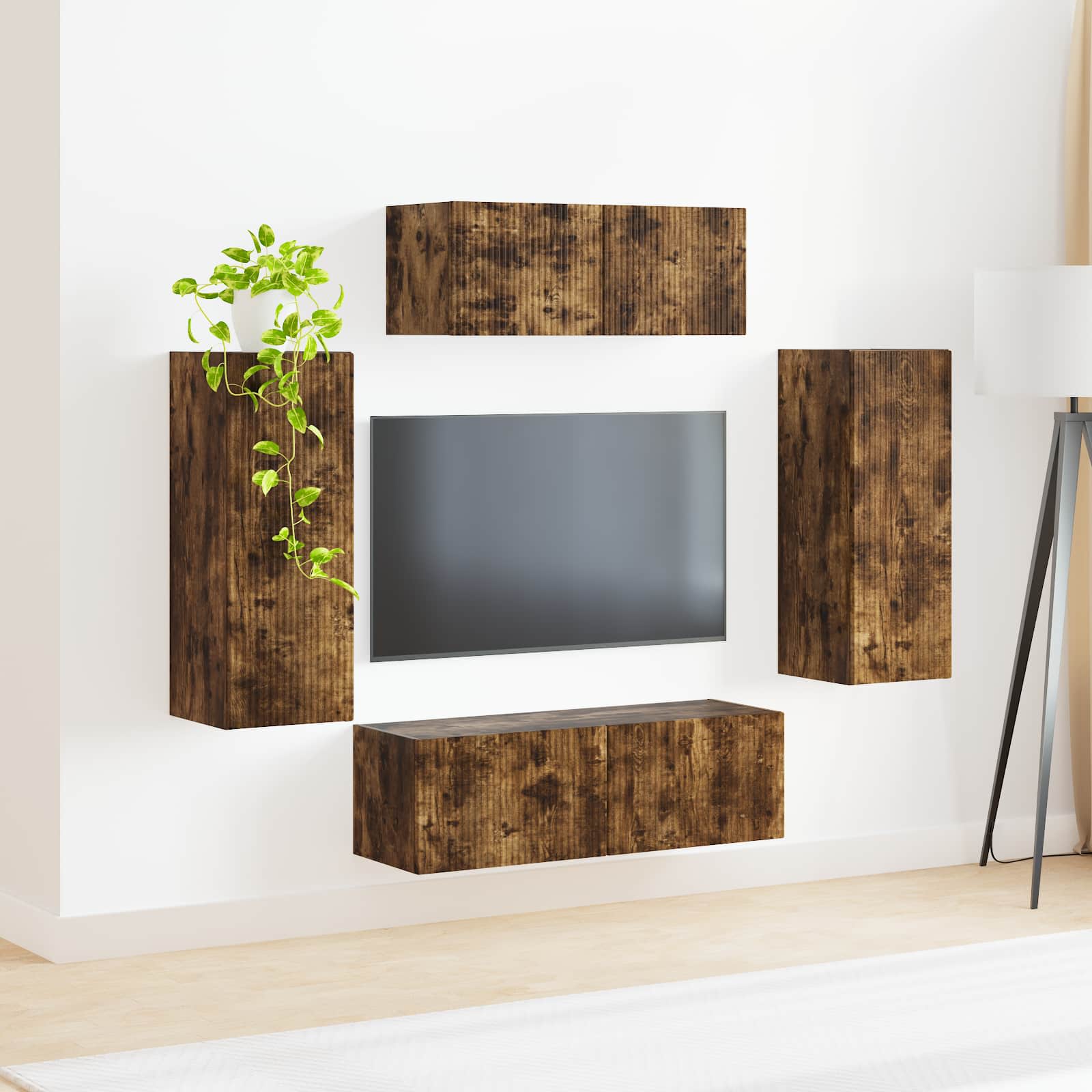 vidaXL Zestaw szafek RTV 4 pcs Dąb wędzony Materiał drewnopochodny