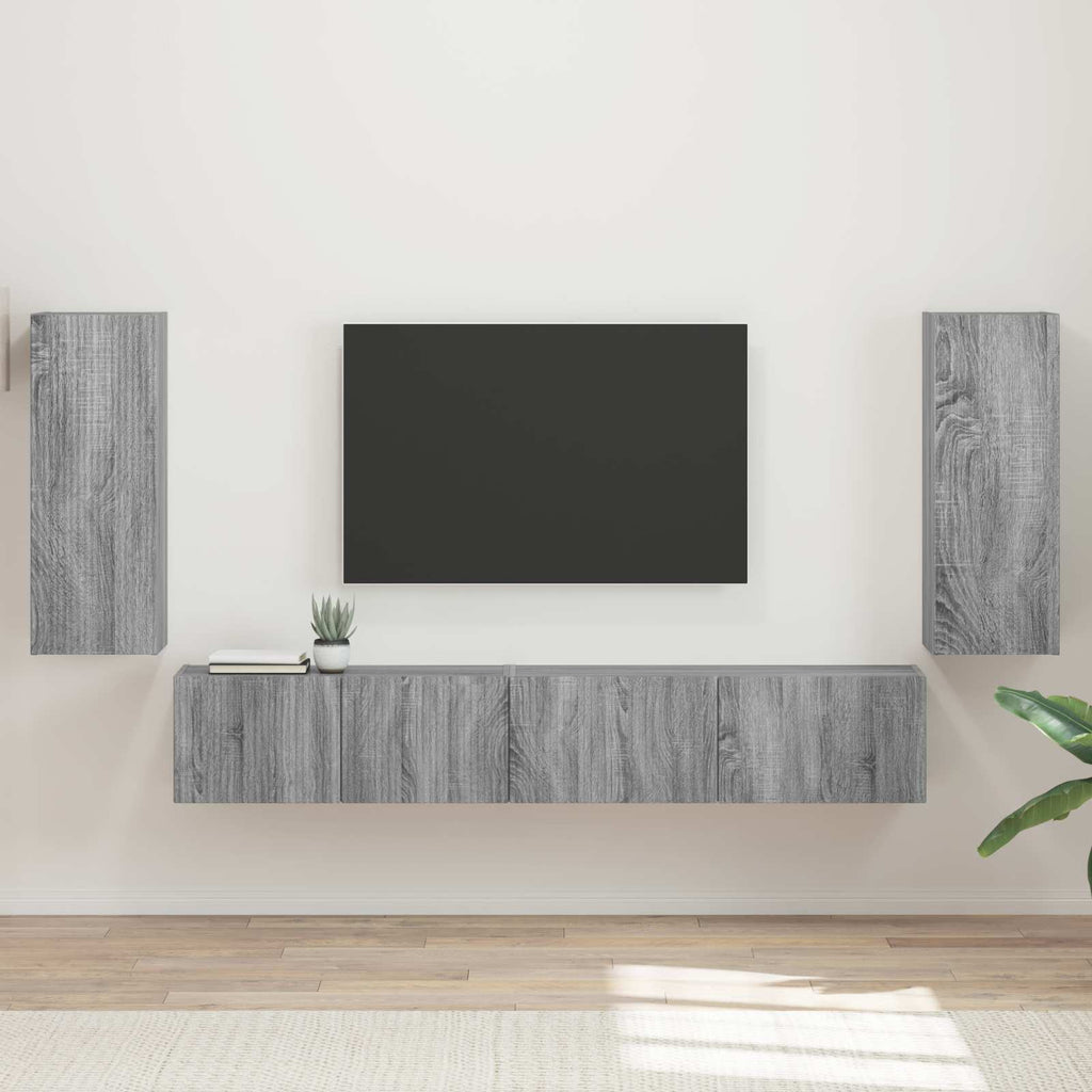 vidaXL Zestaw szafek RTV 4 pcs Szary Sonoma Materiał drewnopochodny