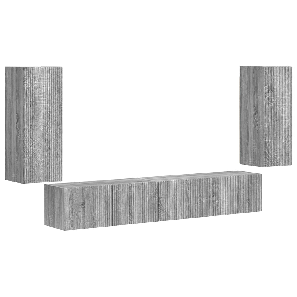 vidaXL Zestaw szafek RTV 4 pcs Szary Sonoma Materiał drewnopochodny