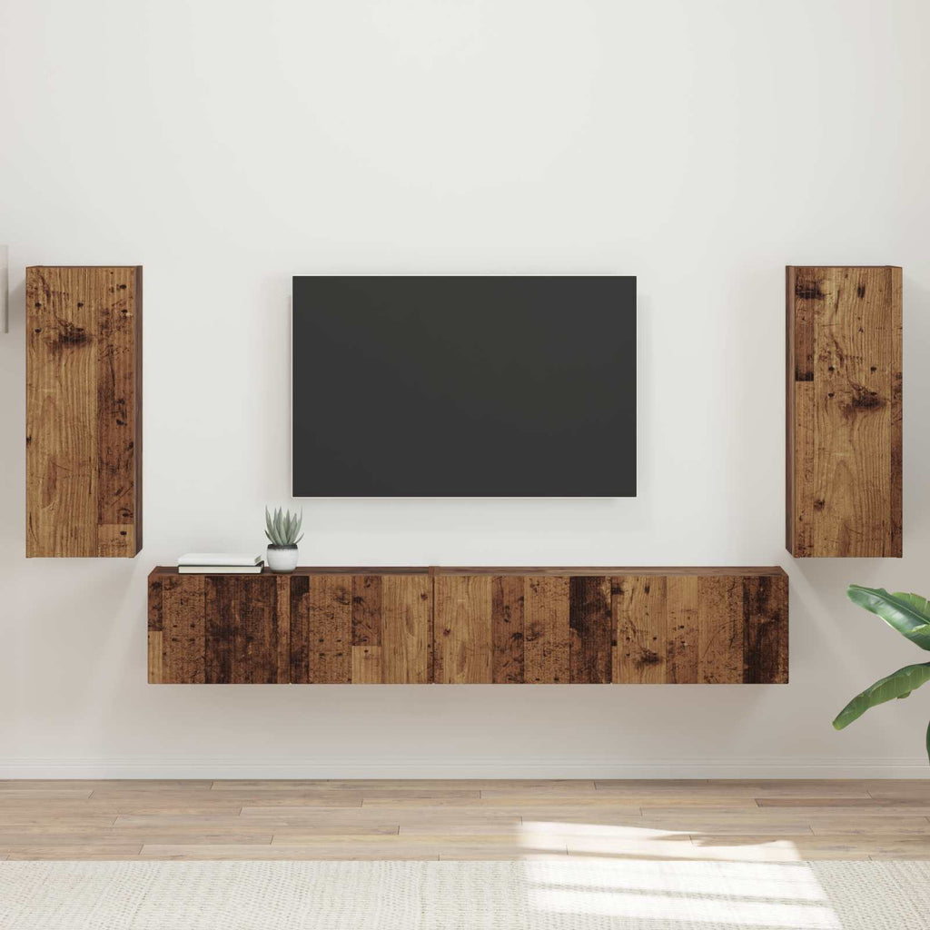 vidaXL Zestaw szafek RTV 4 pcs Stare drewno Materiał drewnopochodny
