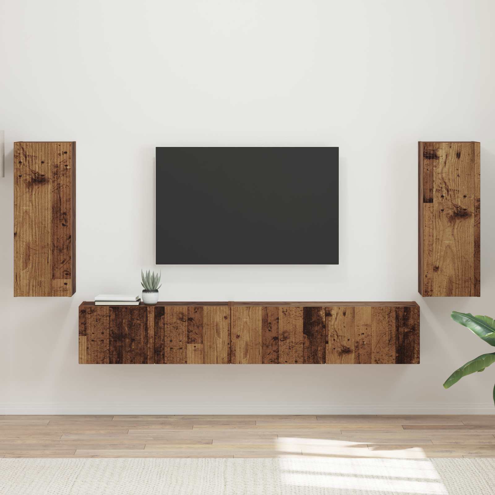 vidaXL Zestaw szafek RTV 4 pcs Stare drewno Materiał drewnopochodny