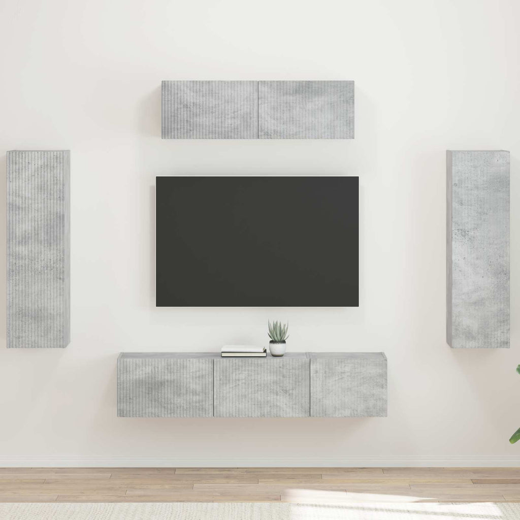 vidaXL Szafka pod telewizor 5 pcs Betonowy szary