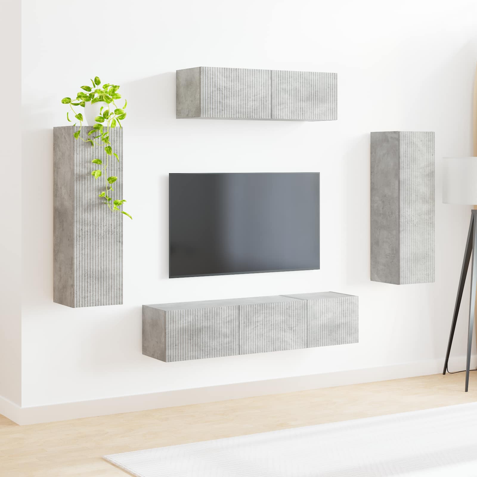 vidaXL Szafka pod telewizor 5 pcs Betonowy szary