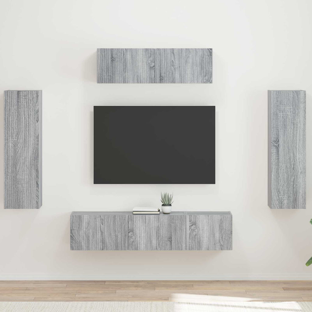 vidaXL Szafka pod telewizor 5 pcs Szary Sonoma