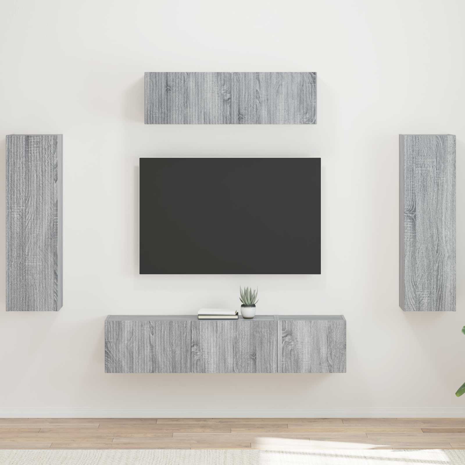 vidaXL Szafka pod telewizor 5 pcs Szary Sonoma