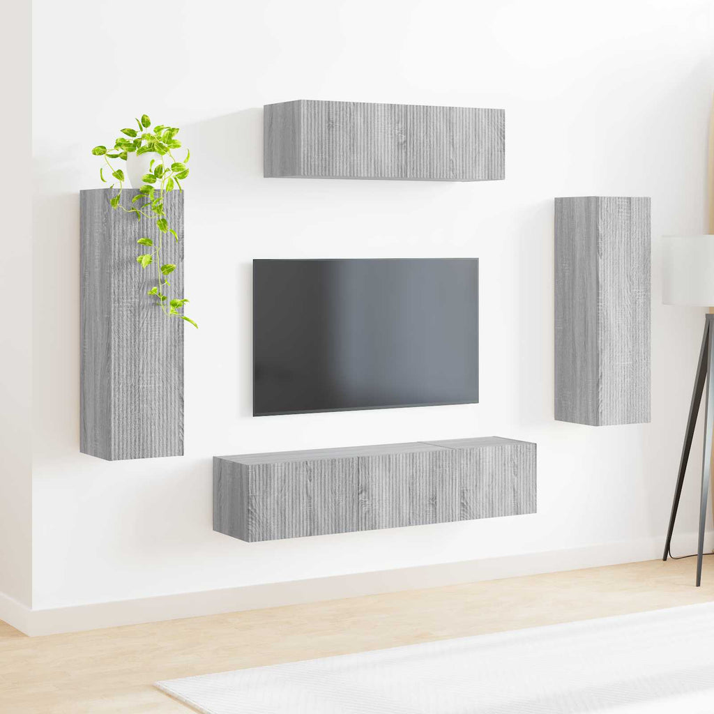 vidaXL Szafka pod telewizor 5 pcs Szary Sonoma