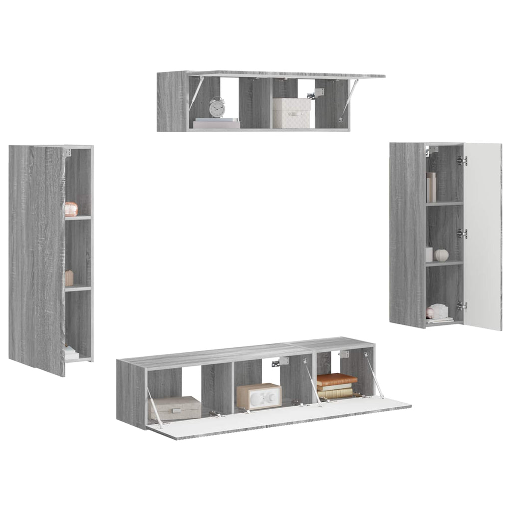 vidaXL Szafka pod telewizor 5 pcs Szary Sonoma