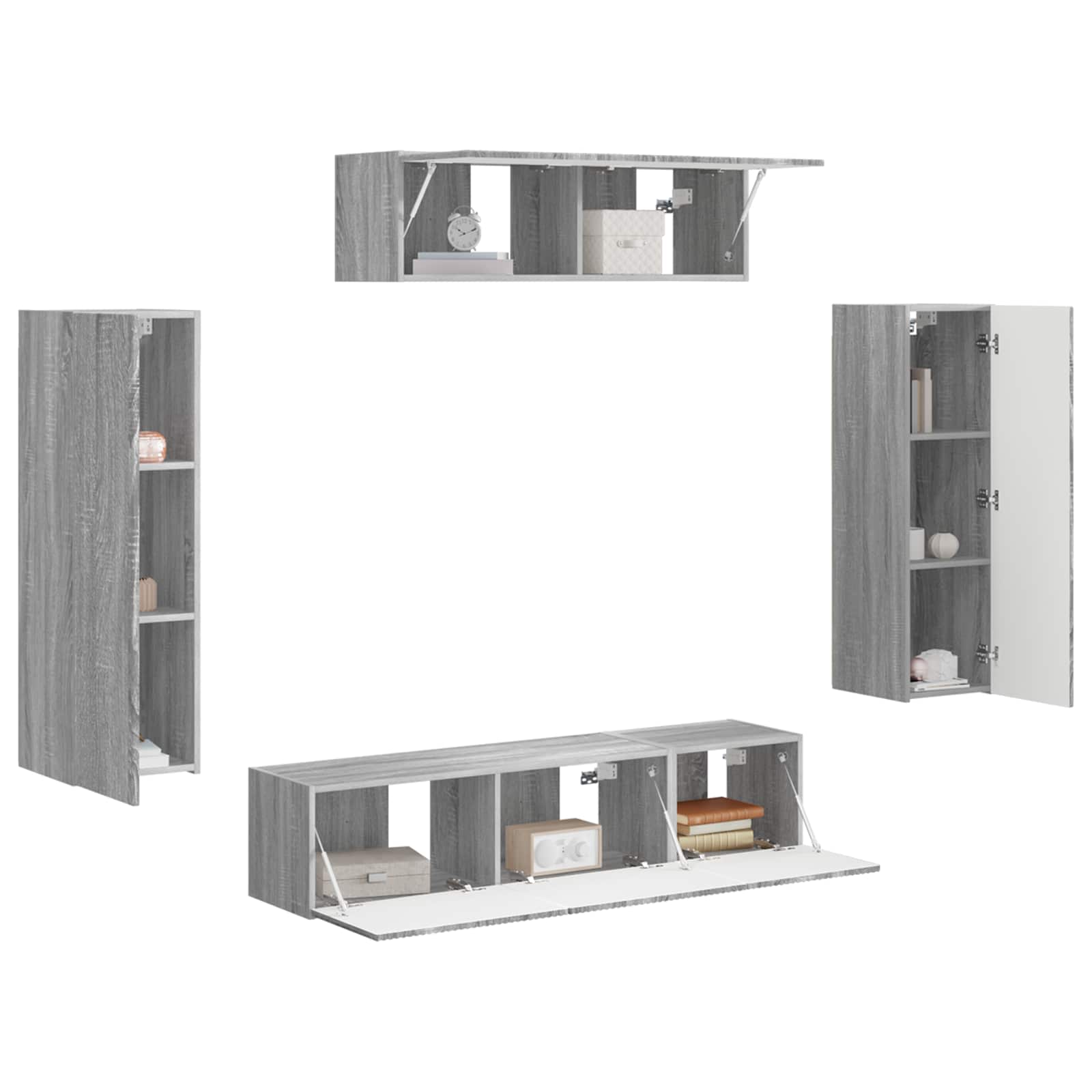 vidaXL Szafka pod telewizor 5 pcs Szary Sonoma