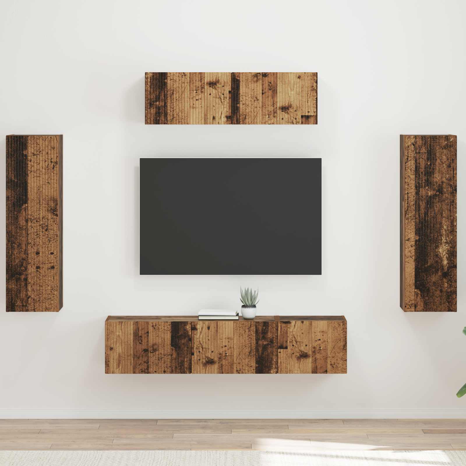 vidaXL Szafka pod telewizor 5 pcs Stare drewno