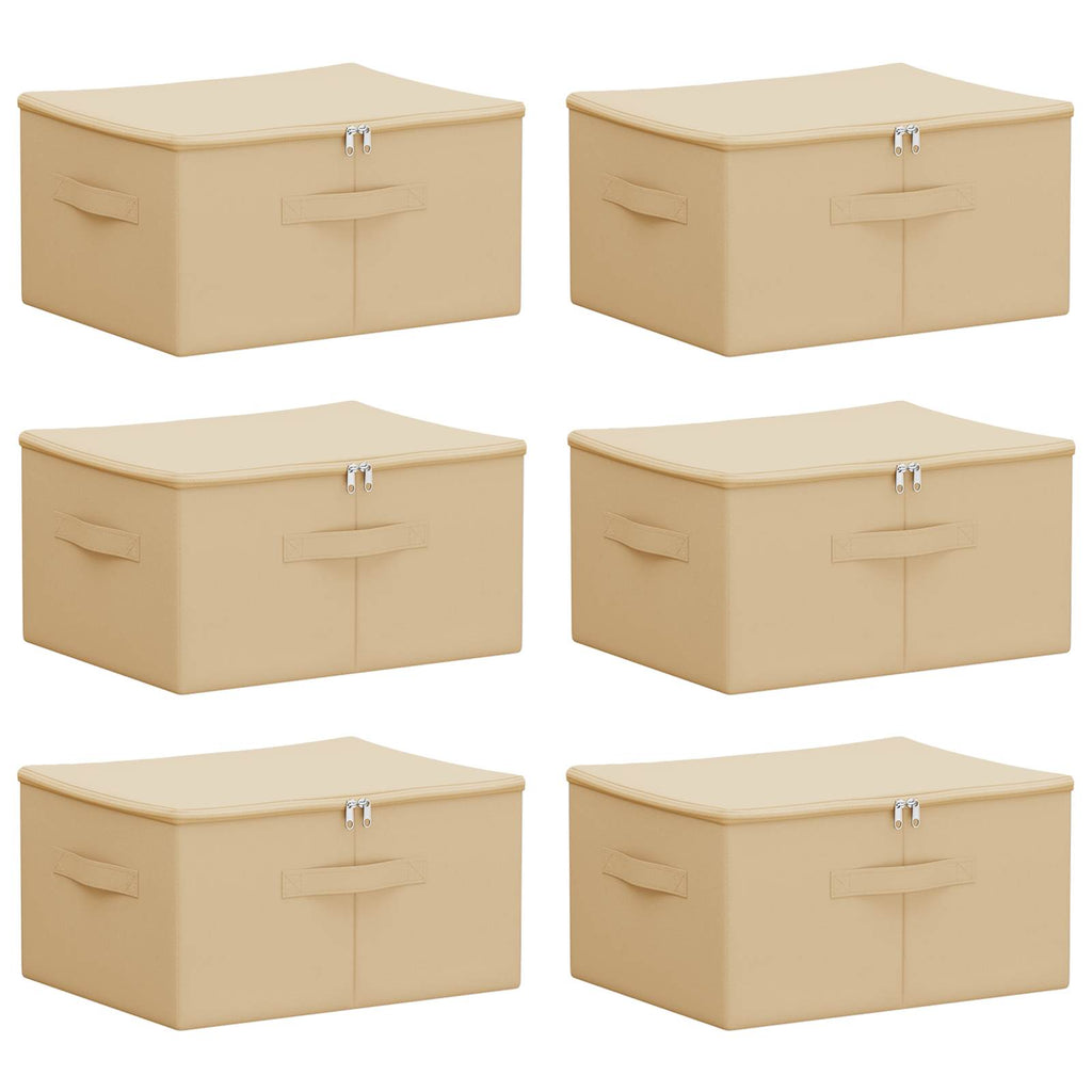 vidaXL Skrzynia do przechowywania 6 pcs kremowy 50 x 30 x 25 cm