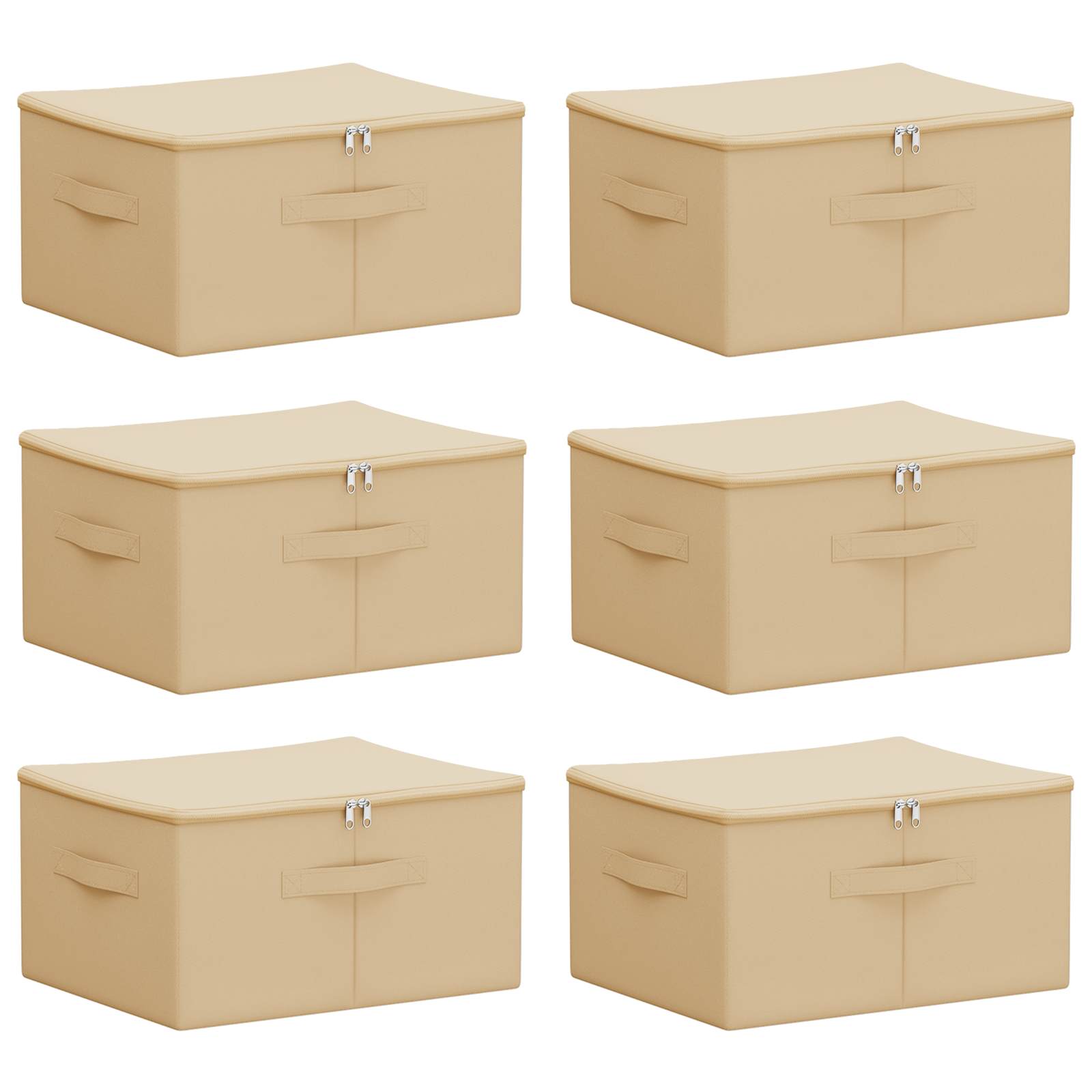 vidaXL Skrzynia do przechowywania 6 pcs kremowy 50 x 30 x 25 cm